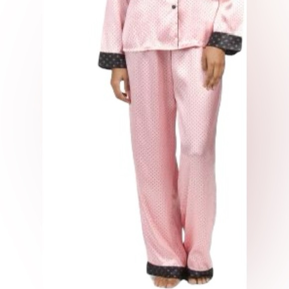 In Bloom by Jonquil Satin full 2 Pc Pajama Set Pink/black dots Sz XL - Picture 8 of 12